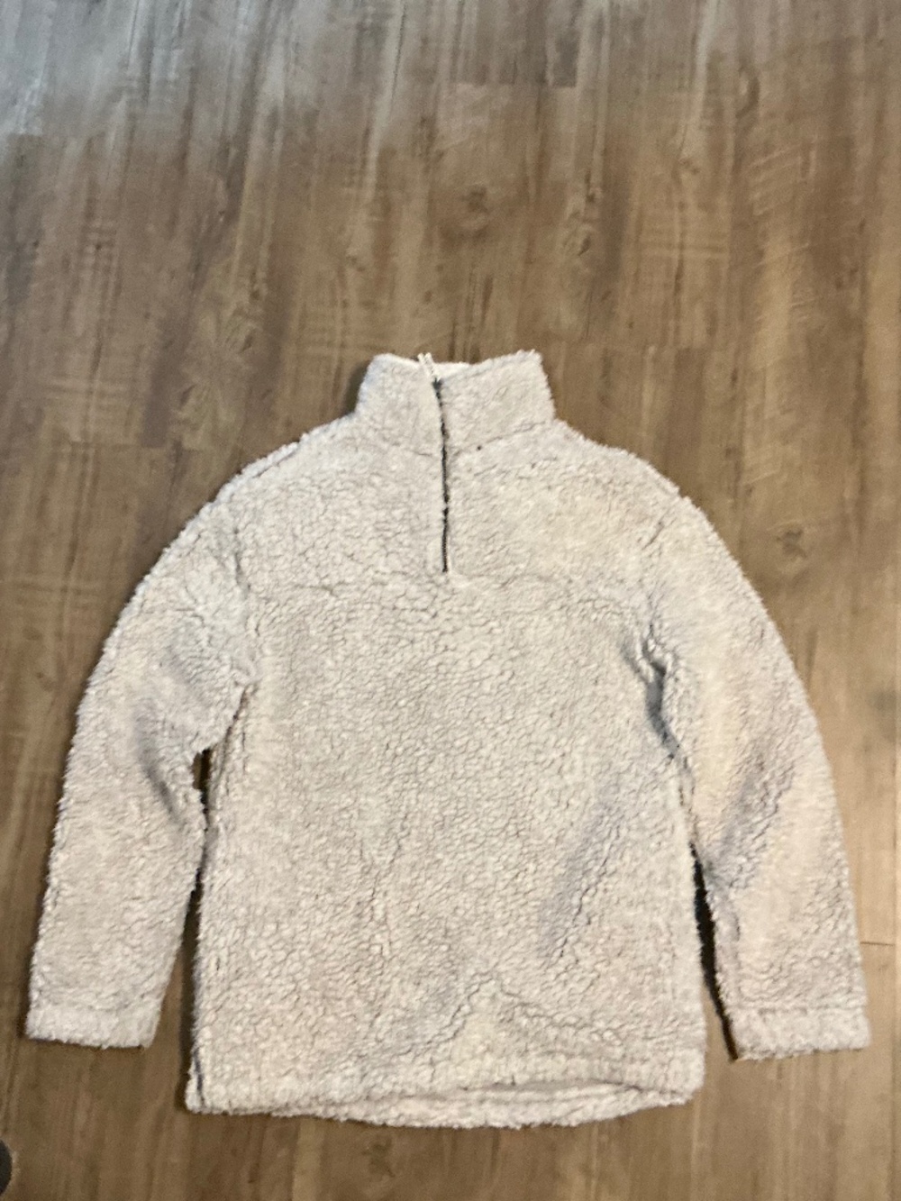 Cooper key cozy, high-pile sherpa quarter-zip fleece pullover, size S